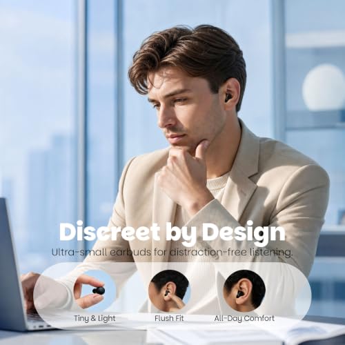 Yihou Small Mini Invisible Earbuds Wireless Bluetooth Hidden Headphones Discreet Tiny Earbuds for Work Smallest Low Profile Micro Sleep Earbud Invisible Ear Buds for Small Ear Canals Sleeping - color: Black