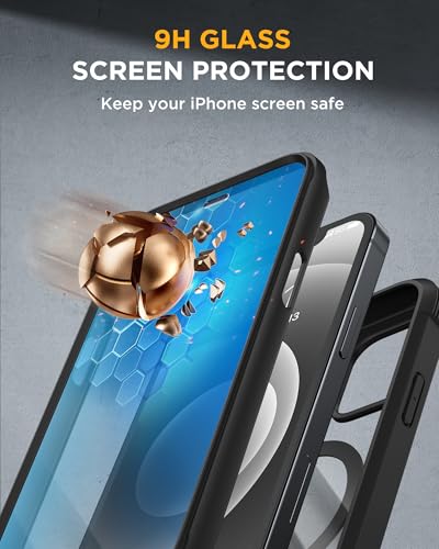miracase Magnetic for iPhone 12 mini Case, [360 Full-Body Protection & Complete Camera Guard], Drop & Scratch-Resistant, Shockproof, Stylish Clear iPhone Case, iPhone 12 mini Cover, Black - color: Magnetic Classic Black, size: iPhone 12 Mini
