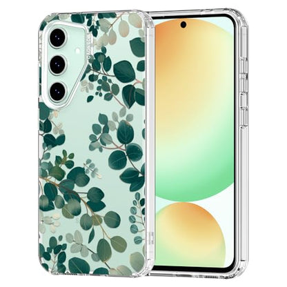 MOSNOVO Case for Samsung Galaxy S24 FE, [Buffertech 6.6ft Military-Grade Drop Protection] [Anti Peel Off Tech] Clear TPU Bumper Phone Case Cover Design - Eucalyptus - color: Clear - Eucalyptus, size: Samsung Galaxy S24 FE
