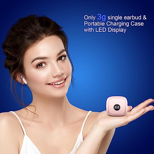 Wireless Earbuds, Bluetooth 5.4 Ear Buds, LED Power Display, 6D Bass Stereo - color: Pink