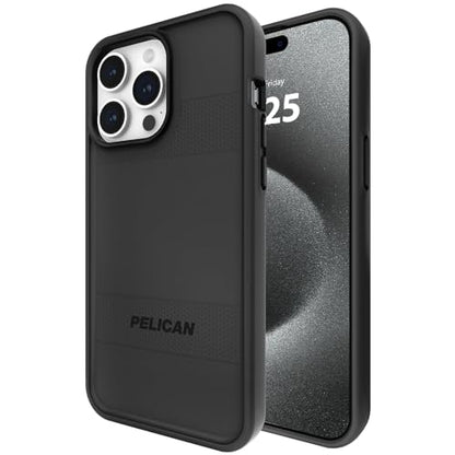 Pelican Protector iPhone 15 Pro Max Case - Rugged MagSafe Phone Case -Black | Magnetic Phone Case w/16ft Military-Grade Drop Protection - Anti-Scratch, Heavy Duty Phone Cover for iPhone 15 Pro Max - color: Protector Black, style: MagSafe