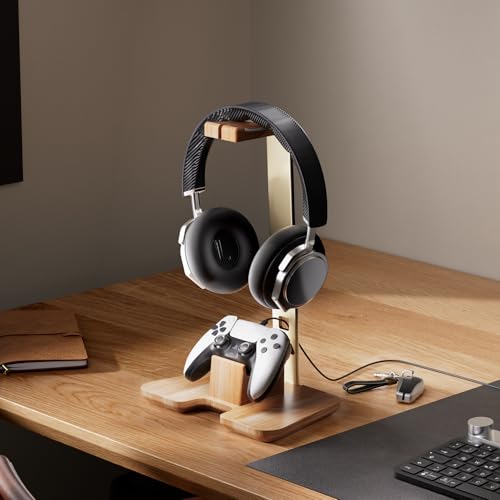 Controller and Headphone Stand for Desk Gaming Desk Accessories Controller and Headphone Holder Headset Holder Headset Stand - color: Gold