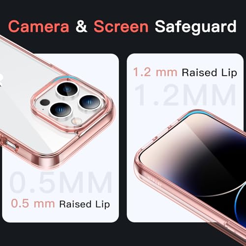 JETech Case for iPhone 14 Pro, Anti-Yellowing, Rose Gold | Shockproof Protection, Scratch Resistant Hard PC Back, Durable Transparent TPU Bumper - color: Rose Gold, size: iPhone 14 Pro