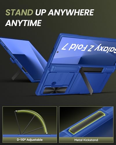 for Samsung Galaxy Z Fold 7 Case, Stand & Card Holder, Royal Blue - color: Navy Blue-Z