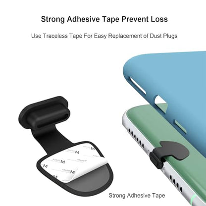 USB-C Plugs (12 PCS), Anti Lost Silicone USB Type C Port Plug Protector, USB C Dust Cover Caps Compatible with iPhone 15/16 / 17 Pro Max Plus, with Speaker Mesh Cover/Clean Tools