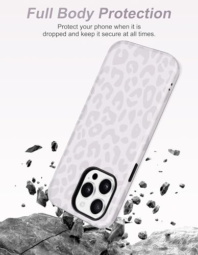 Jusy Magnetic Cheetah Phone Case for iPhone 16 Pro Max,Gray Leopard | Compatible with MagSafe,Cute Aesthetic Tortoise Shell Design,TPU and PC Protective Shockproof Cover - color: Gray Leopard