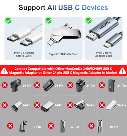HanCenDa 24Pin USB C Magnetic Charging Cable 240W [2Pack, 4ft] - size: 4FT