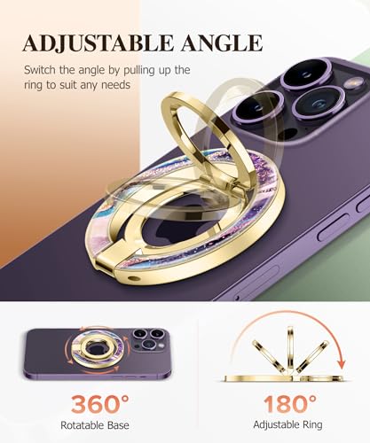 GVIEWIN Magnetic Phone Ring Holder, Compatible with MagSafe Phone Grip - color: Dreamland River/Purple