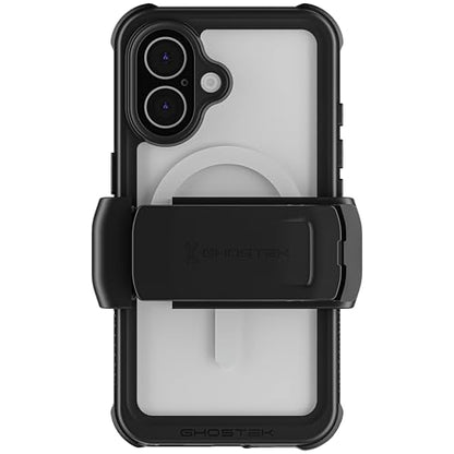 Ghostek Nautical Waterproof Apple iPhone 16 Case with Holster Belt Clip - Screen and Camera Protector, MagSafe Compatible, Rugged Heavy Duty Cover (6.1 Inch, Clear) - color: Clear, size: iPhone 16