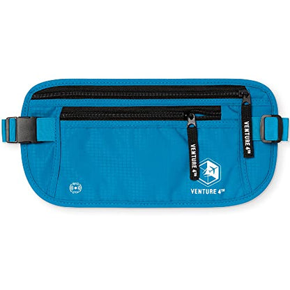 VENTURE 4TH Travel Money Belt, RFID Blocking Passport Holder - Blue - color: Blue