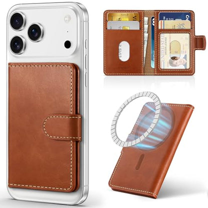 SHIELDON Genuine Leather for Magsafe Wallet, Retro Brown - color: Brown - Retro