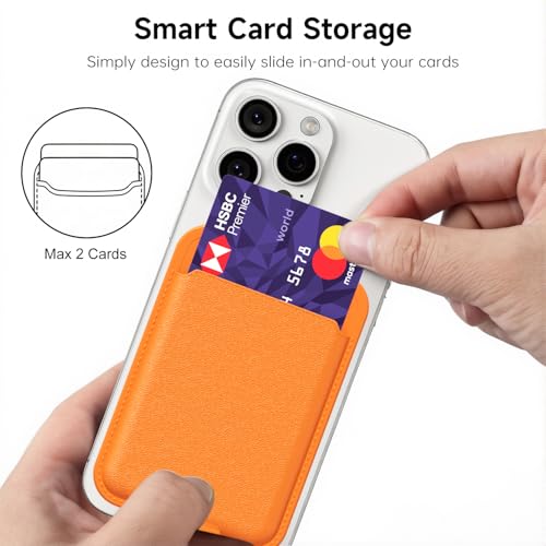 oakxco Phone Wallet Stick On, Slim Thin Adhesive ID Credit Card Holder Wallet Pocket Back of Phone Case, Hard Shell Plastic Sleeve Sticky Card Wallets Pouch for iPhone Samsung Pixel, Orange - color: Orange