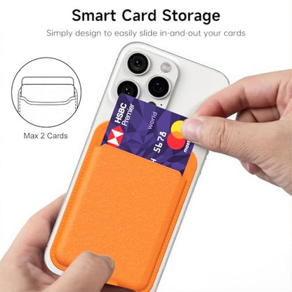 oakxco Phone Wallet Stick On, Slim Thin Adhesive ID Credit Card Holder Wallet Pocket Back of Phone Case, Hard Shell Plastic Sleeve Sticky Card Wallets Pouch for iPhone Samsung Pixel, Orange - color: Orange