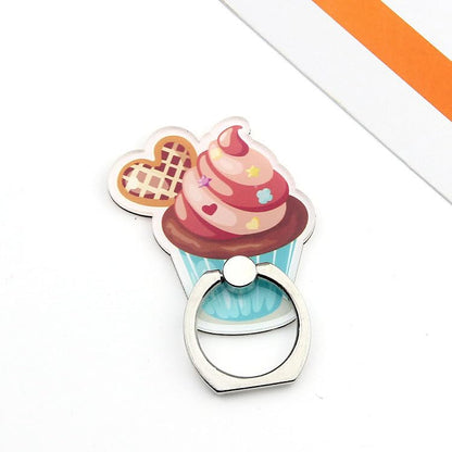 4Pack Cute Phone Ring Grip, Funny Donuts Popcorn Ice Cream Hamburg Chips Cake 360 Rotation Finger Ring Holder Mount Stand Kickstand (Ice Cream)