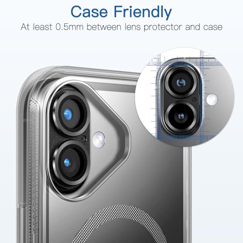 [2 Pack Camera Lens Protector for iPhone 17,9H Tempered Glass,Aviation Aluminum Plate Cover,Night Circle,No Bubble,HD Clarity,Case Friendly,Easy Installation-Black - size: for iPhone 17