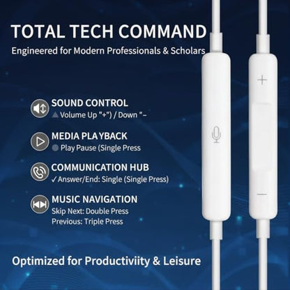 Lightning Headphones for iPhone Earbuds Wired with Microphone & Volume Control HiFi Stereo Nosie Reduction, Earphones for iPhone 14 13 Plus 12 11 Pro Max/XR XS X - 2Packs
