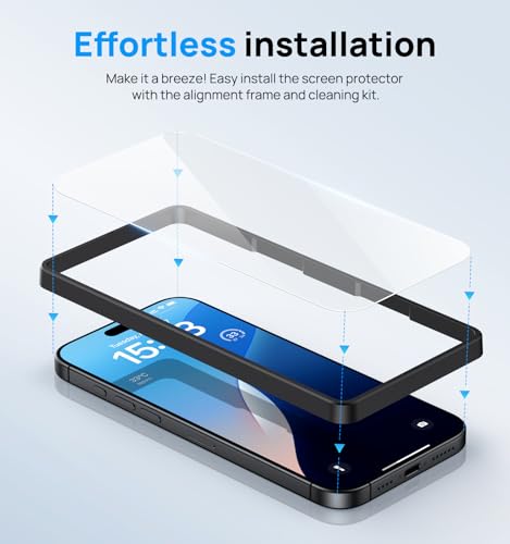 BXYJY for iPhone 16 Pro Max Screen Protector (2 Pack), Installation Frame - size: iPhone 16 Pro Max, 6.9"