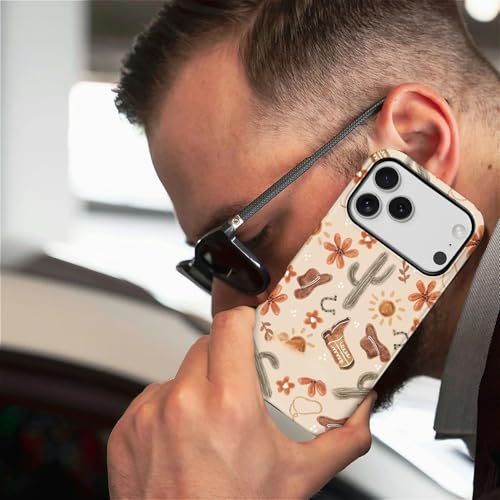 ZHEGAILIAN Case Compatible with iPhone 17 Pro,Hybrid 2-Layer Hard Shell for Girl Boy Women Men,Denim Boots Cactus - color: Denim boots cactus, size: iPhone 17 Pro