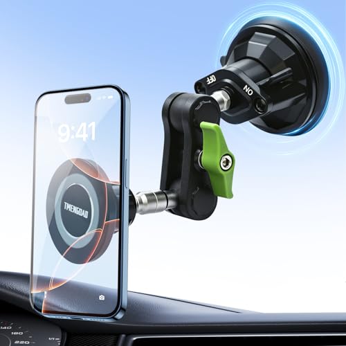 Magnetic Car Phone Holder, Ultra Stable Windshield Phone Mount, Strong Suction Cup & Powerful Magnetic, 360° Rotatable, Durable Premium Aluminum Alloy, for All Vehicles & All Smartphones - style: Standard