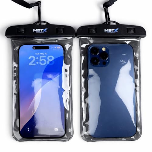 2-Pack Waterproof Phone Pouch, Black | IPX8 Certified, Touchscreen Friendly, Fits Up to 6 Inch Phones, Swimming Beach Diving, Universal Dry Bag - color: Black