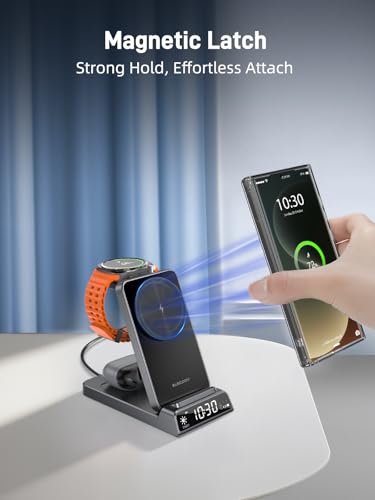 Magnetic Wireless Charger for Samsung, Nightstand Travel Android Charger - color: Black