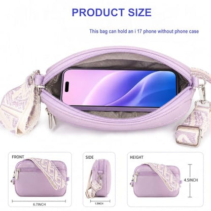 Clip and Go strap for phone with Leather Wallet crossbody phone - color: Purple