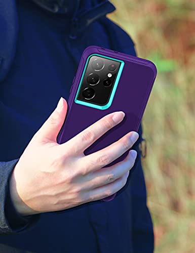 MXX Case Compatible with Galaxy S21 Ultra Case, 3-Layer Super Full Heavy Duty Body Bumper Cover/Shock Protection/Dust Proof, Designed for Samsung Galaxy S21 Ultra 5G 6.8 Inch 2021 (Purple) - color: Purple