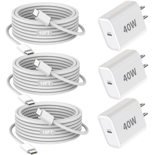 iPhone 17/16/15 Charger Fast Charging 3Pack 40W USB C Charger Fast Charging - size: 10FT