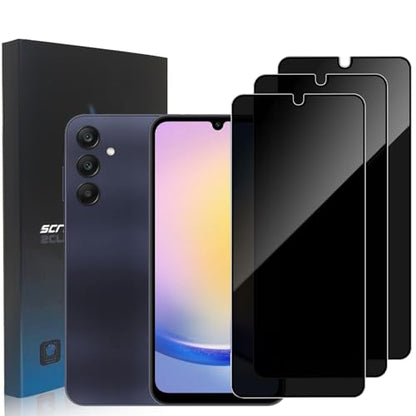 [3 Pack] Privacy Screen Protector for Samsung Galaxy A25 6.5in, Anti-Spy Tempered Glass Film, Bubble-Free, Easy Install - size: Galaxy A25