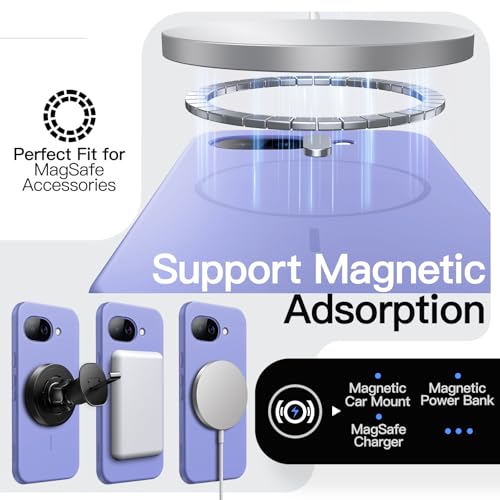 JETech Magnetic Slim Case for Google Pixel 10a, Lavender | Compatible with MagSafe, Anti-Slip Grip, Full Camera Lens Protection, Ultra-Thin Lightweight, Matte Finish Phone Cover - color: Lavender