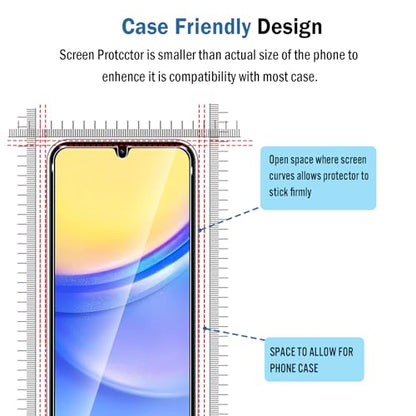 2 Pack Compatible with Samsung Galaxy A15 5G/4G Screen Protector,Full Coverage 9H Tempered Glass Film,HD Clear Scratch Resistant,Bubble-Free for Galaxy A15(6.5 Inch) Screen Protector - color: Samsung Galaxy A15 5G