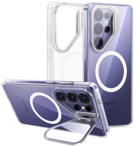 MAGIC JOHN Magnetic for Samsung Galaxy S26 Ultra Case with Stand, Fit for MagSafe, Phone Case for Samsung S26 Ultra, Clear Case with Camera Cover [Mil-Grade Protection] [Anti-Yellowing] Slim, Clear