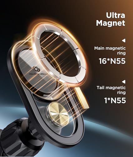 GolbinBox for Magsafe Car Mount, [17*N55 Strong Magnets] 2-in-1 Magnetic Car Phone Holder for Air Vent or Dashboard, 360° Rotation Car Accessories for Women Men for iPhone 17 16 15 14 Pro Max Samsung