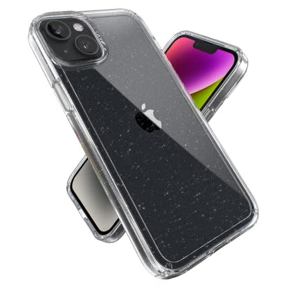 Speck Clear iPhone 15 Plus & 14 Plus Case - Drop Protection, Scratch Resistant Dual Layer Slim Phone Case 6.7 Inch iPhones - Anti-Yellowing & Anti-Fade Case - Clear with Platinum Glitter GemShell - color: Clear/Clear W/Platinum Glitter