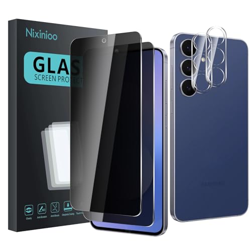 2 Pack Privacy Screen Protector for Samsung Galaxy S25 FE With 2 Pack Camera Lens Protector, Anti Spy Tempered Glass Film, 9H Hardness, Black Protector, Anti-Scratch, Bubble Free - size: Galaxy S25 FE FK22