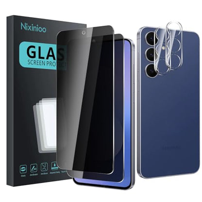 2 Pack Privacy Screen Protector for Samsung Galaxy S25 FE With 2 Pack Camera Lens Protector, Anti Spy Tempered Glass Film, 9H Hardness, Black Protector, Anti-Scratch, Bubble Free - size: Galaxy S25 FE FK22
