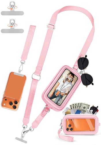 takyu Phone Strap Crossbody with Detachable RFID Wallet Pink - color: Pink