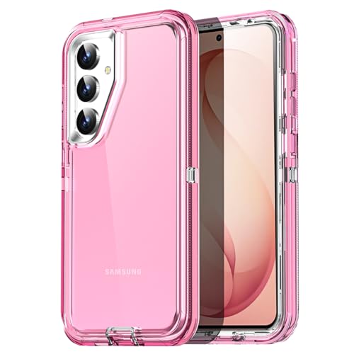 AICase for Samsung Galaxy S26 Case Clear 3 in 1 Heavy Duty Drop Protection Full Body Rugged Shockproof/Dust Proof 3-Layer Military Protective Tough Durable Cover for Samsung Galaxy S26 6.3"_Pink - color: 3 in 1_Pink, size: Samsung Galaxy S26