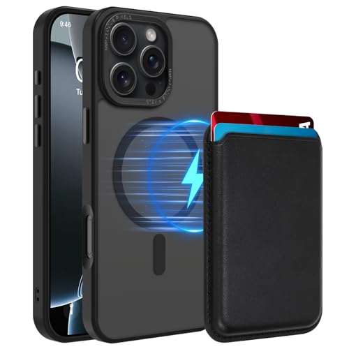 Magnetic Designed for iPhone 16 Pro Case 6.3" 2024, Black | [Compatible with Magsafe] [with Wallet & Card Holder] [Military Drop Protection] Slim Translucent Matte Phone Case - color: Black, size: iPhone 16 Pro