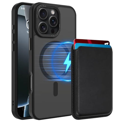 Magnetic Designed for iPhone 16 Pro Case 6.3" 2024, Black | [Compatible with Magsafe] [with Wallet & Card Holder] [Military Drop Protection] Slim Translucent Matte Phone Case - color: Black, size: iPhone 16 Pro