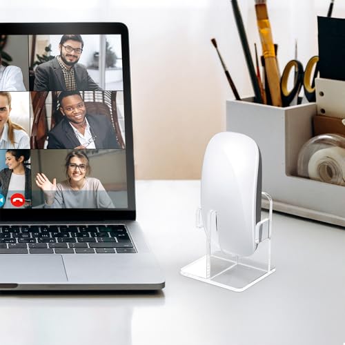 kwmobile Vertical Bluetooth Mouse Desk Stand Compatible with Apple Magic Mouse 1 / Magic Mouse 2 / Logitech Pebble Wireless Stand - Wireless Mouse Base Holder - Cutouts for Upright Charging Storage
