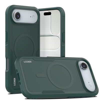 LOOXER® Heavy Duty Rugged Magnetic Case for iPhone 17 Air (6.5”) | Military Grade Shockproof Protection,MagSafe Compatible+ Tempered Glass Included (Green, 17 Air) - color: Green, size: 17 Air