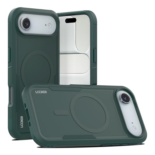 LOOXER® Heavy Duty Rugged Magnetic Case for iPhone 17 Air (6.5”) | Military Grade Shockproof Protection,MagSafe Compatible+ Tempered Glass Included (Green, 17 Air) - color: Green, size: 17 Air