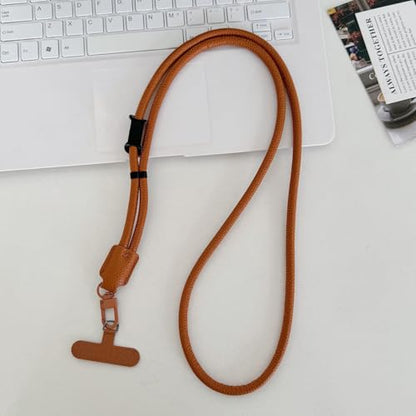 Phone Leather Lanyard with Tabs,Adjustable Anti Theft Phone Crossbody Strap for iPhone and Smartphone,Purse - color: Brown