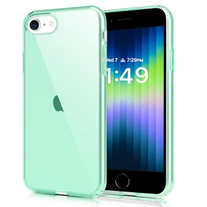 JJGoo Compatible with iPhone SE Case 2022/2020, Compatible with iPhone 7 8 Case Clear Soft Transparent Shockproof Protective Slim Thin Bumper Phone Cover, Green - color: Green