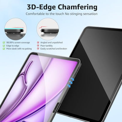 2-Pack Glass Screen Protector for iPad 11th A16 11-in. /10th Generation 10.9-in. (2025/2022) Military Shatterproof, 9H+ Hardness, Auto-Alignment Frame, Anti-Fingerprint, HD Clear, Scratch Resistant - size: iPad (A16) 11th/10th Gen (2025/2022)