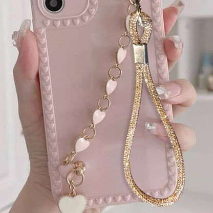 RUIYDZ 4pcs Luxury Diamond Phone Wrist Strap, Cell Phone Lanyards for Women, Short Phone Lanyard with Phone Tether Tab, Glitter Phone Strap Wrist Lanyard, Multicolor, Gold, Silver, Black