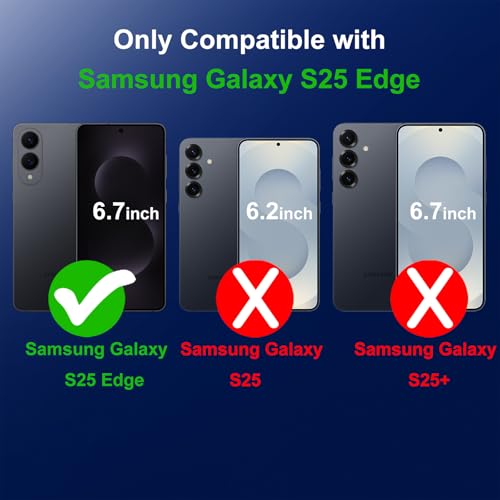 TENOC Phone Case for Samsung Galaxy S25 Edge, Black Case Anti-Fingerprint Protective Bumper Matte Cover - color: Black, size: S25 Edge