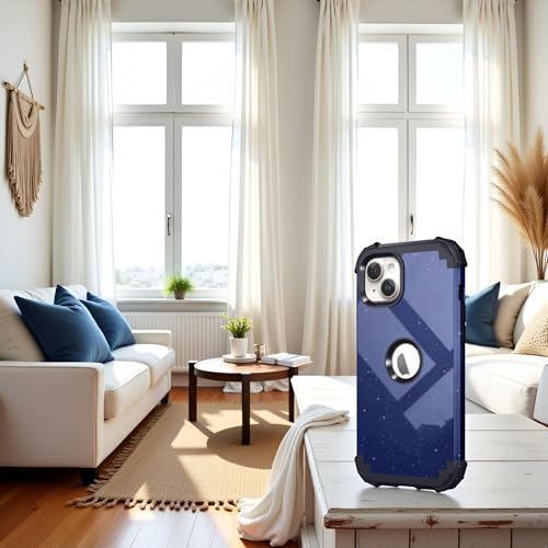 IDweel for iPhone 15 Case with Screen Protector for Men,Luxury 3 in 1 Shockproof Slim Fit Hybrid Heavy Duty Hard PC Cover Soft Silicone Bumper Full Body Anti-Fingerprint Case,Glitter Blue Black - color: Glitter Blue Black