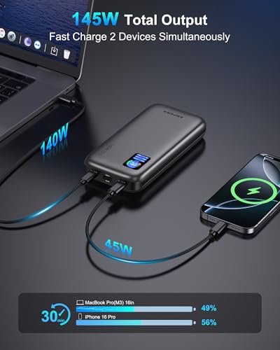 AsperX Laptop Power Bank, 25,000mAh 140W PD 3.1 Fast Charging USB C